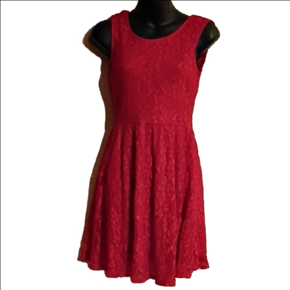 Wet Seal Vibrant Red Y2K Lace Dress With Bow.Size Medium.